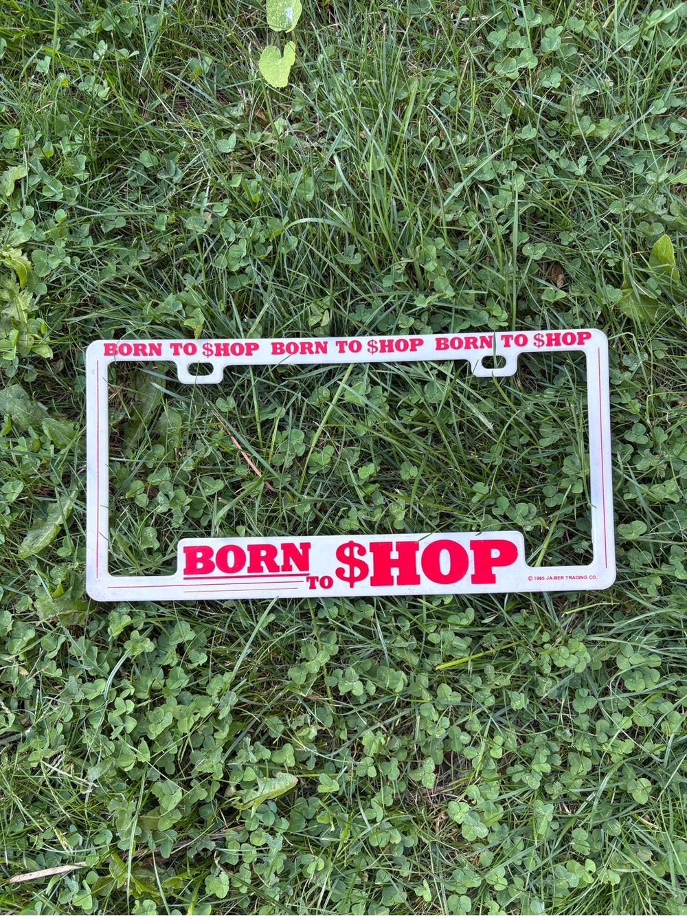 Vintage 1985 born to Shop License Plate Frame Car Accessory 80s